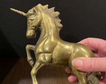 Vintage Brass unicorn figurine ranch equestrian theme