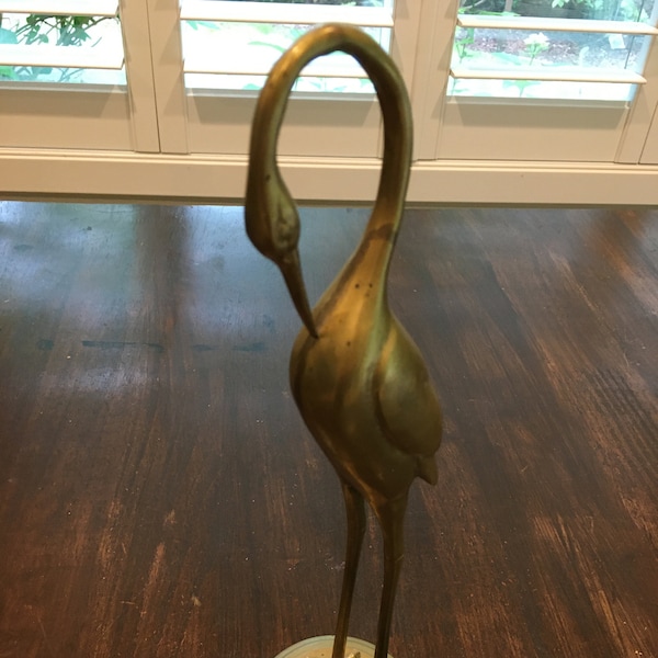 Large crane Herron  figurine Brass vintage  mid century look