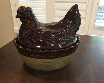 hen in basket etsy