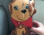 Vintage fabric dog decorative pillow puppy