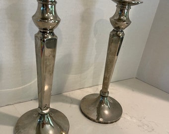 Heavy weight silver plated candlestick pair 10 inch pottery barn