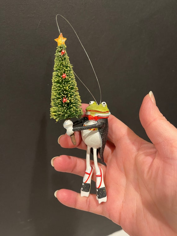Dept 56 Krinkles Patience Brewster Frog & Tree Christmas Ornament