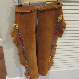 Leather Suede Childs Chaps With Fringe and Beads Western Wear Costume ...