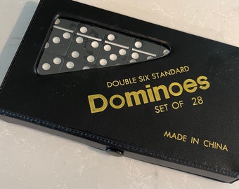 Vintage black Dominoes game double 6 game with black case new old stock