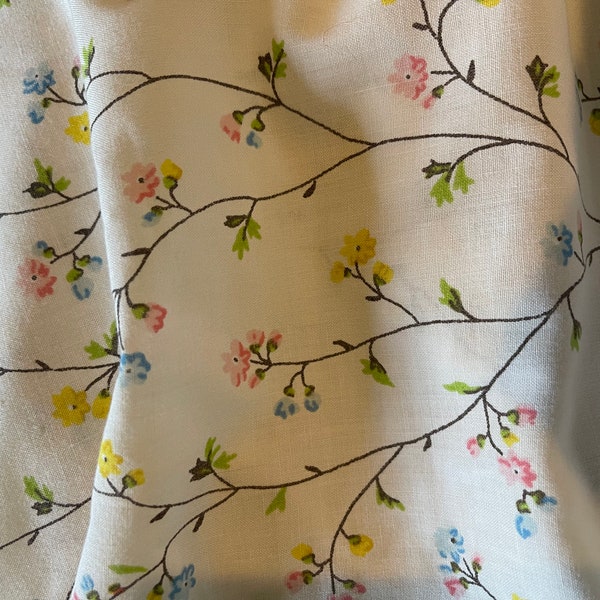 J C Pennys Muslin twin size flat sheet white with spring flowers