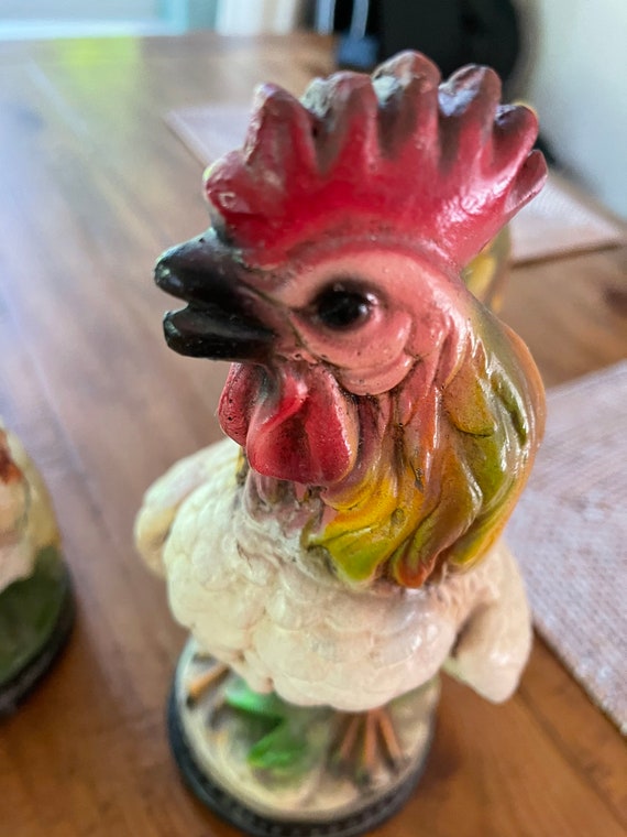 Vintage 1950s Chicken Rooster Hen Chalk Ware Carnival Prizes