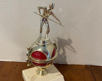 Juego de billar vintage para hombre, Trofeo de mármol, Figura deportiva moderna de mediados de siglo
