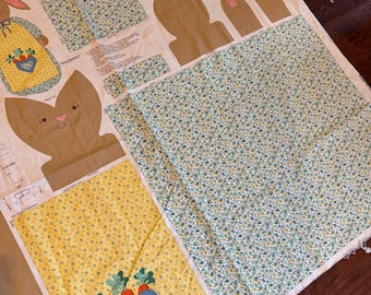 Vintage Bunny Fabric Panel: Sew Your Own Tote Bag