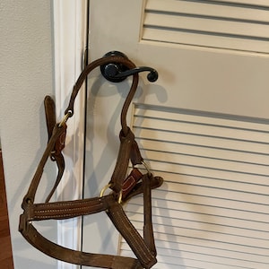 Vintage leather bridle equestrian equipment triple stitched halter