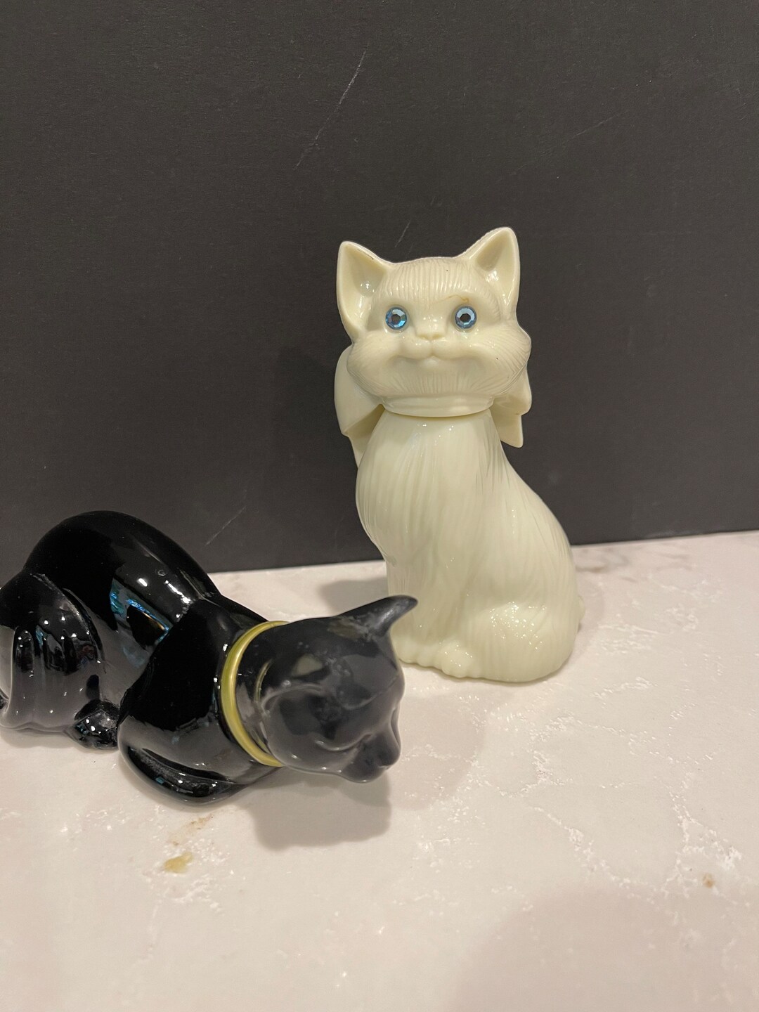 Vintage Avon Black White Cat Kitten Perfume Containers EMPTY