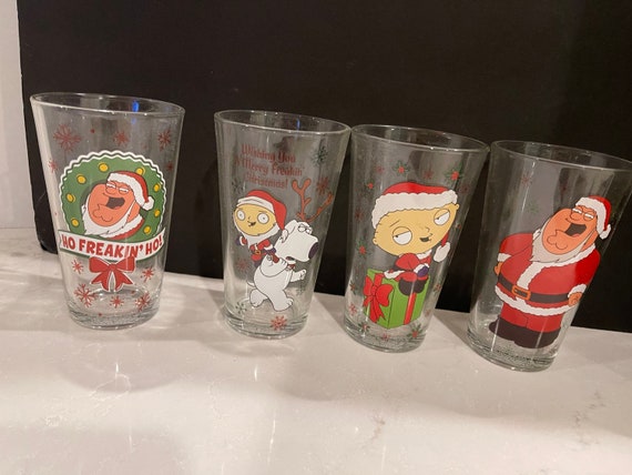 4 Vintage Christmas Drinking Glasses Family Guy 4 Holiday Christmas Glasses  16oz 