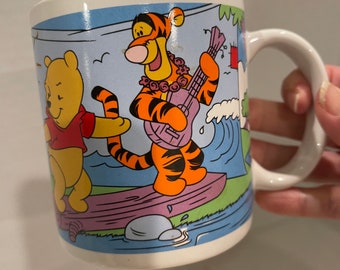 Vintage Walt Disney  Applause Disney Winnie the Pooh Hawaii Coffee Cup Mug Eeyore Tigger PigletWhite Cup Mug