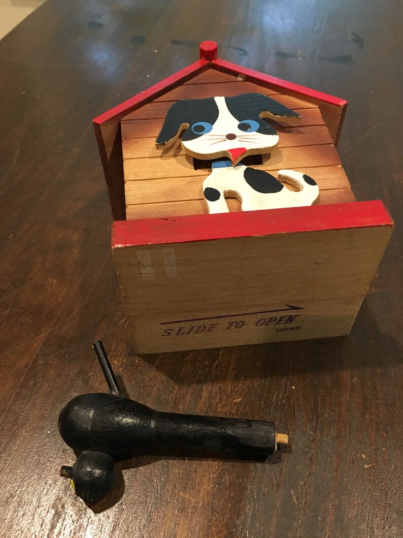 Vintage Dog House Coin Bank Wooden Piggy Bank Doghouse With Etsy