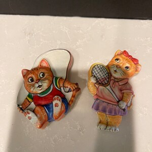 2 vintage MAGNET for the refrigerator or locker cat