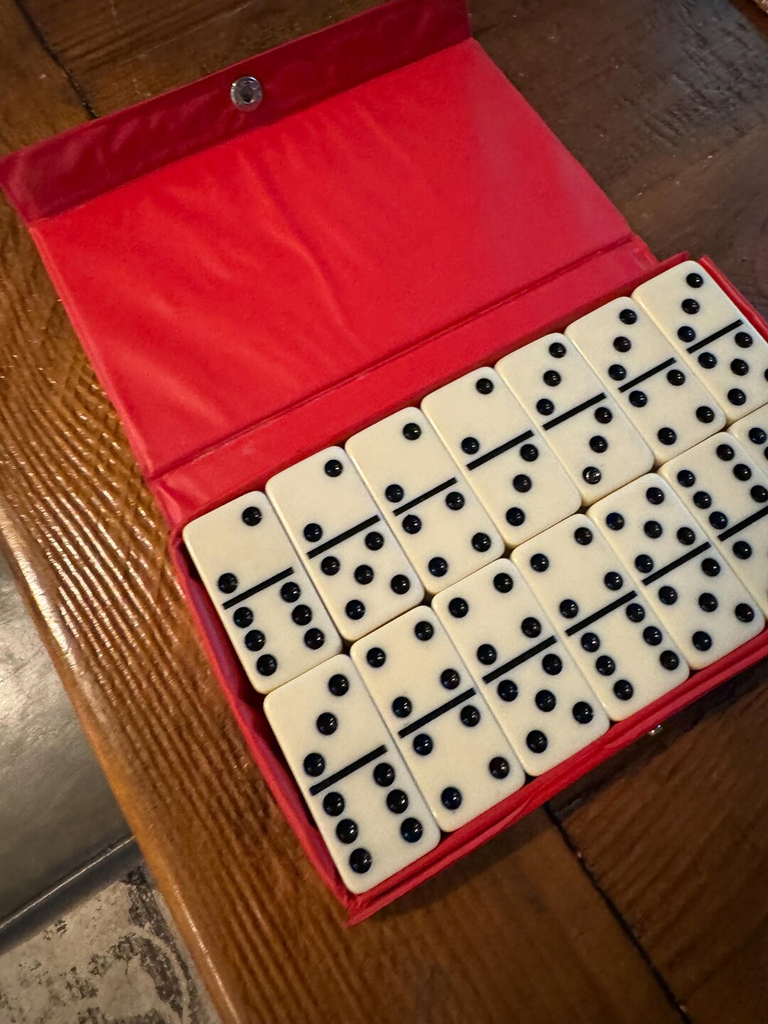 Vintage Black Dot Dominoes Game Double 6 Game With Red Case Etsy