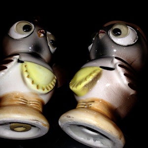 Adorable owl Googly eye Set of Salt and pepper shakers japan image 2