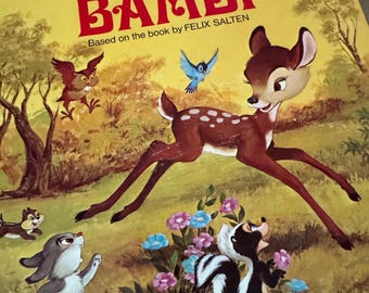 Vintage  Walt Disney's Bambi vinyl record and book