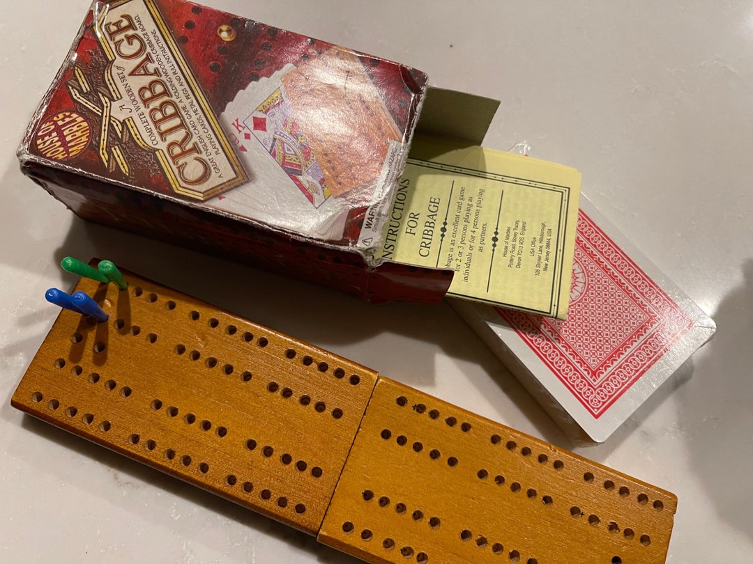 Folding Mini Travel Cribbage Board Vintage 4 Plastic Pegs Etsy