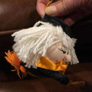 Cute little stuffed ornament Russ witch ornament halloween  Halloween Ornament  4&quot; Stuffed Vtg