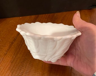 Vintage white milk glass floral bowl