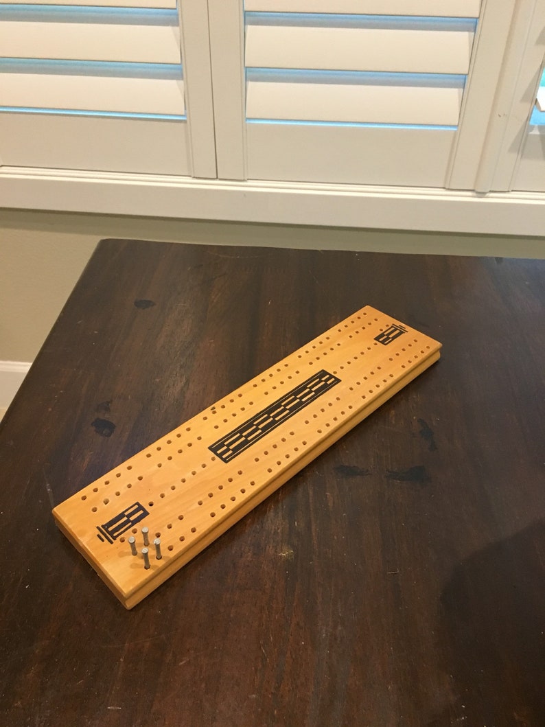 Natural Finish Cribbage Board With Pegs Etsy