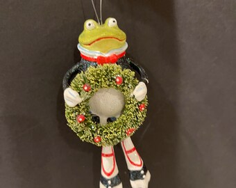 Dept 56 Krinkles Patience Brewster Frog & Tree Christmas Ornament