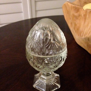 Cut glass egg dish clear design