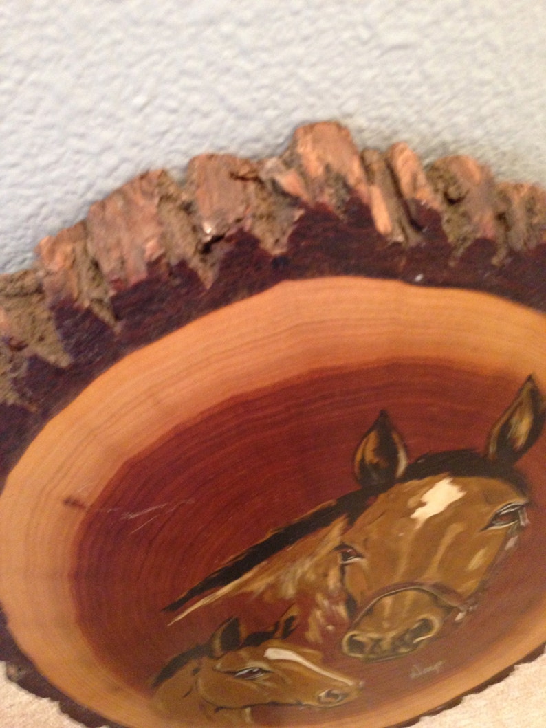 Rustic Horse Painting on Wood Slab Wall Art Etsy