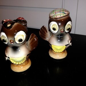 Adorable owl Googly eye Set of Salt and pepper shakers japan image 3