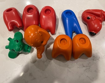 Vintage Tupperware Elephant Giraffe dog and extra pieces Toy puzzle animals replacement parts