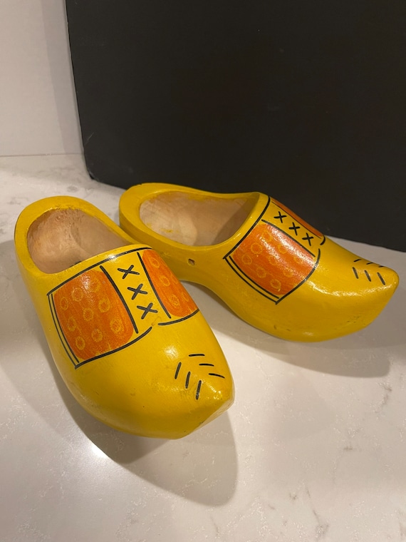 Wooden Shoe Clogs Holland Yellow Carved - Etsy Norway
