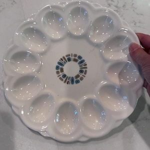 Vtg MCM Canonsburg Temporama Deviled Egg Plate Atomic DuraGloss 9"