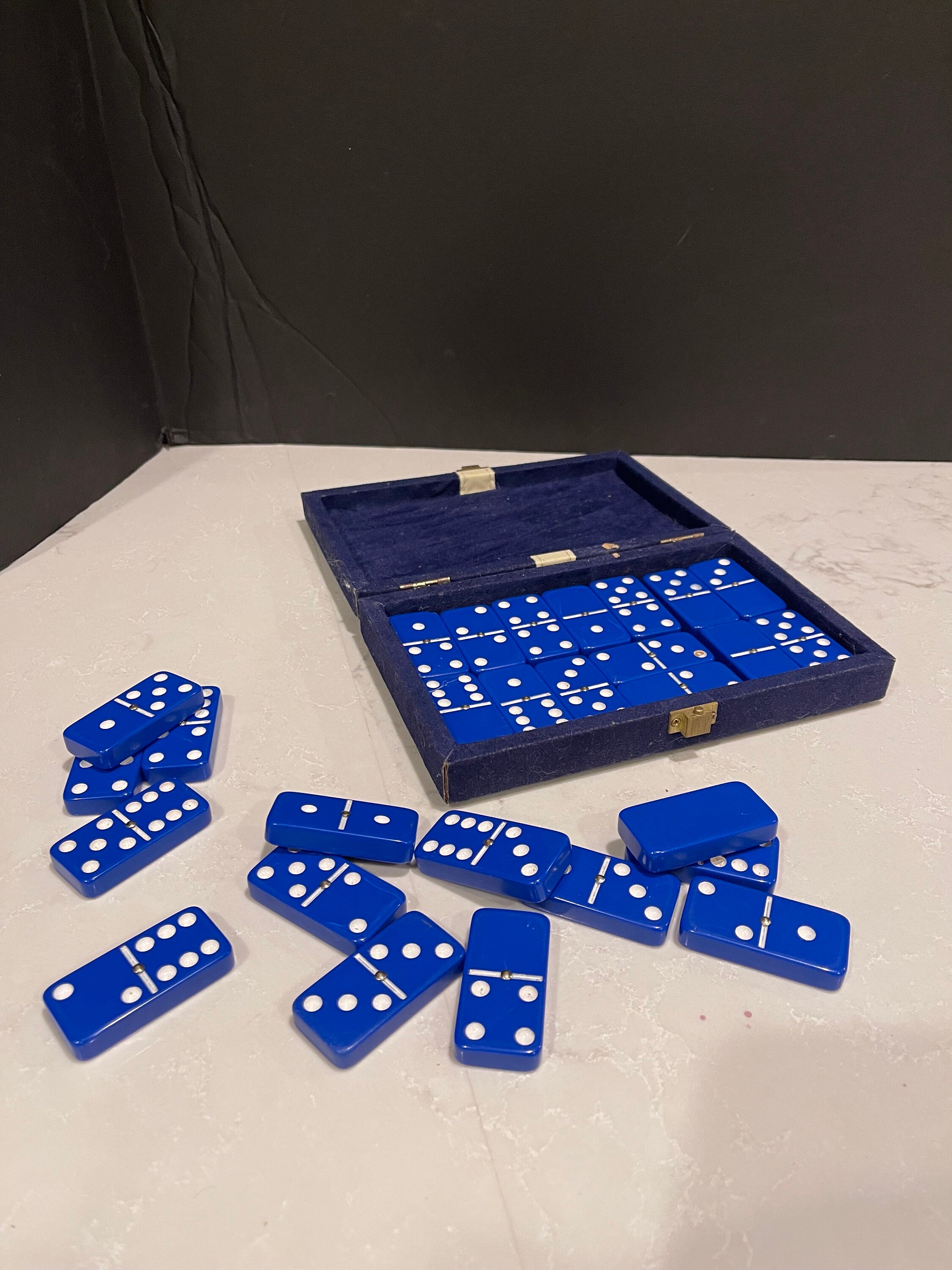 Set Domino Piastrelle Blu Doppio 6 – Gioco Da Tavolo In Scatola, Piastrelle Lucide, Per 4 Giocatori