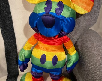Mickey mouse 15"  plush doll toy satin rainbow