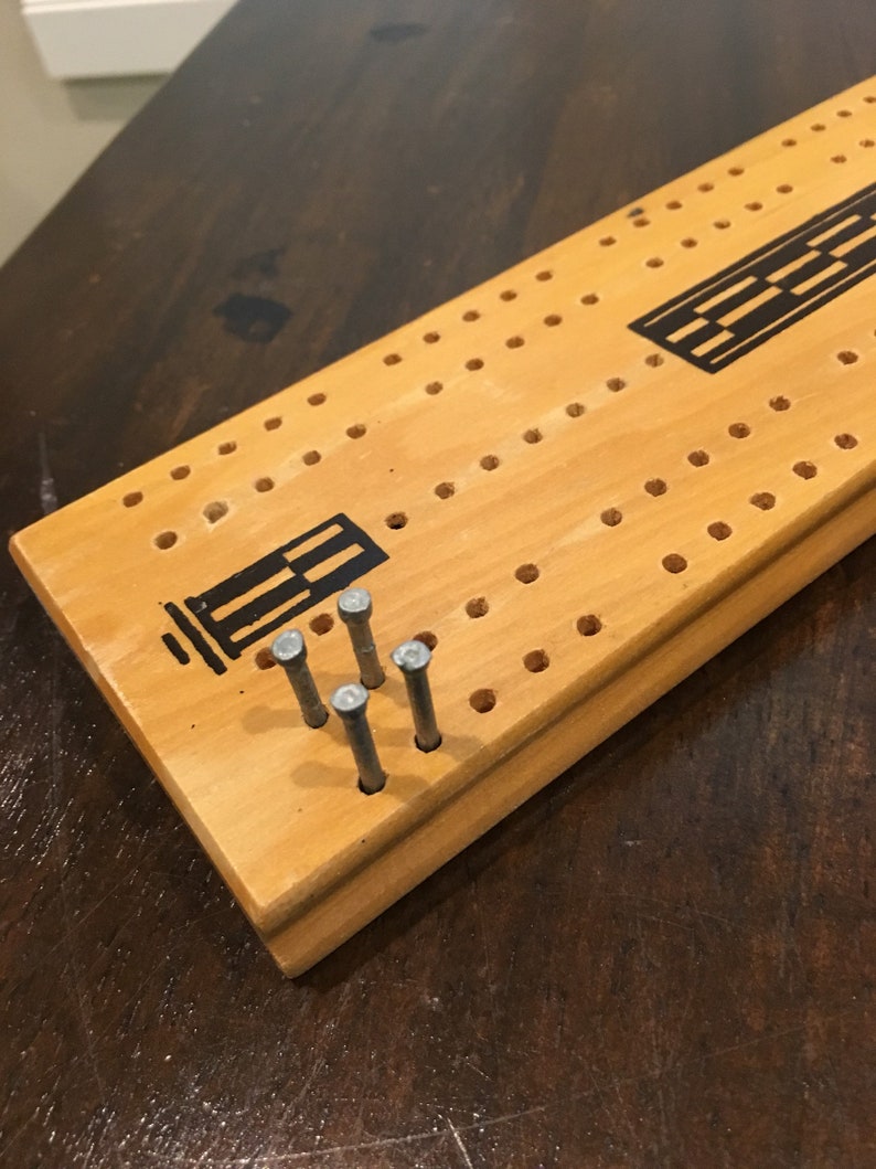 Natural Finish Cribbage Board With Pegs Etsy