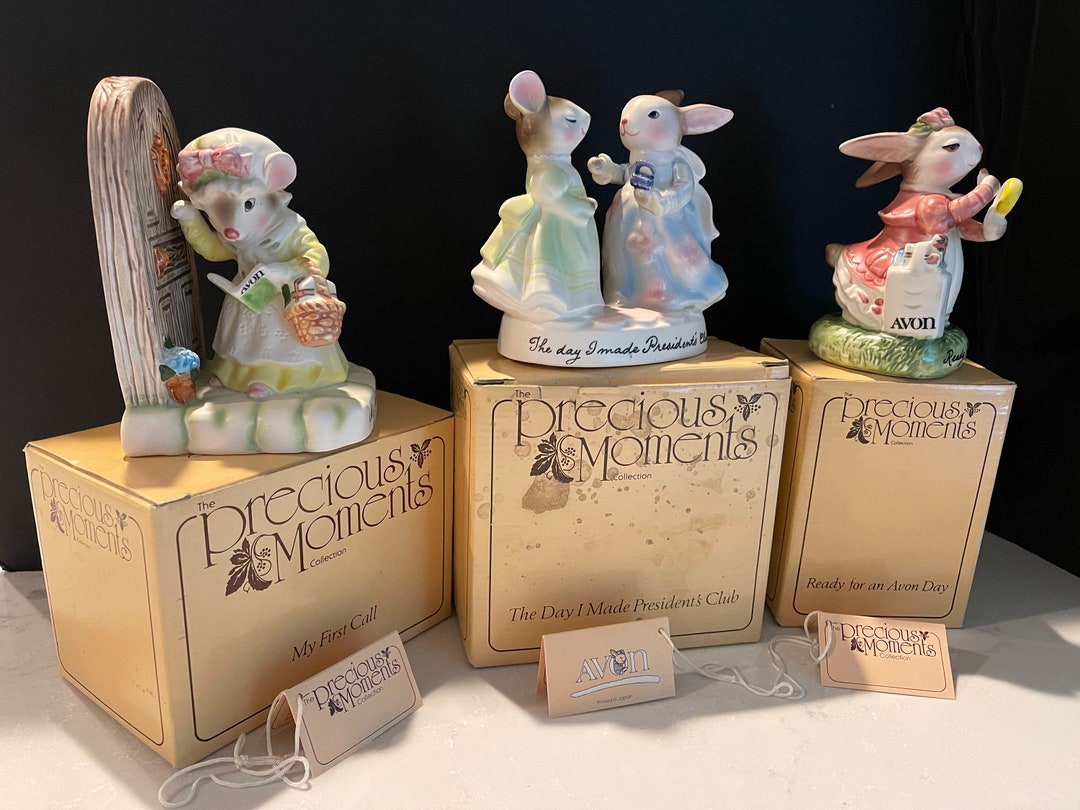 Vintage Avon Figurines Bunnies First Call Avon Day Presidents Club Etsy