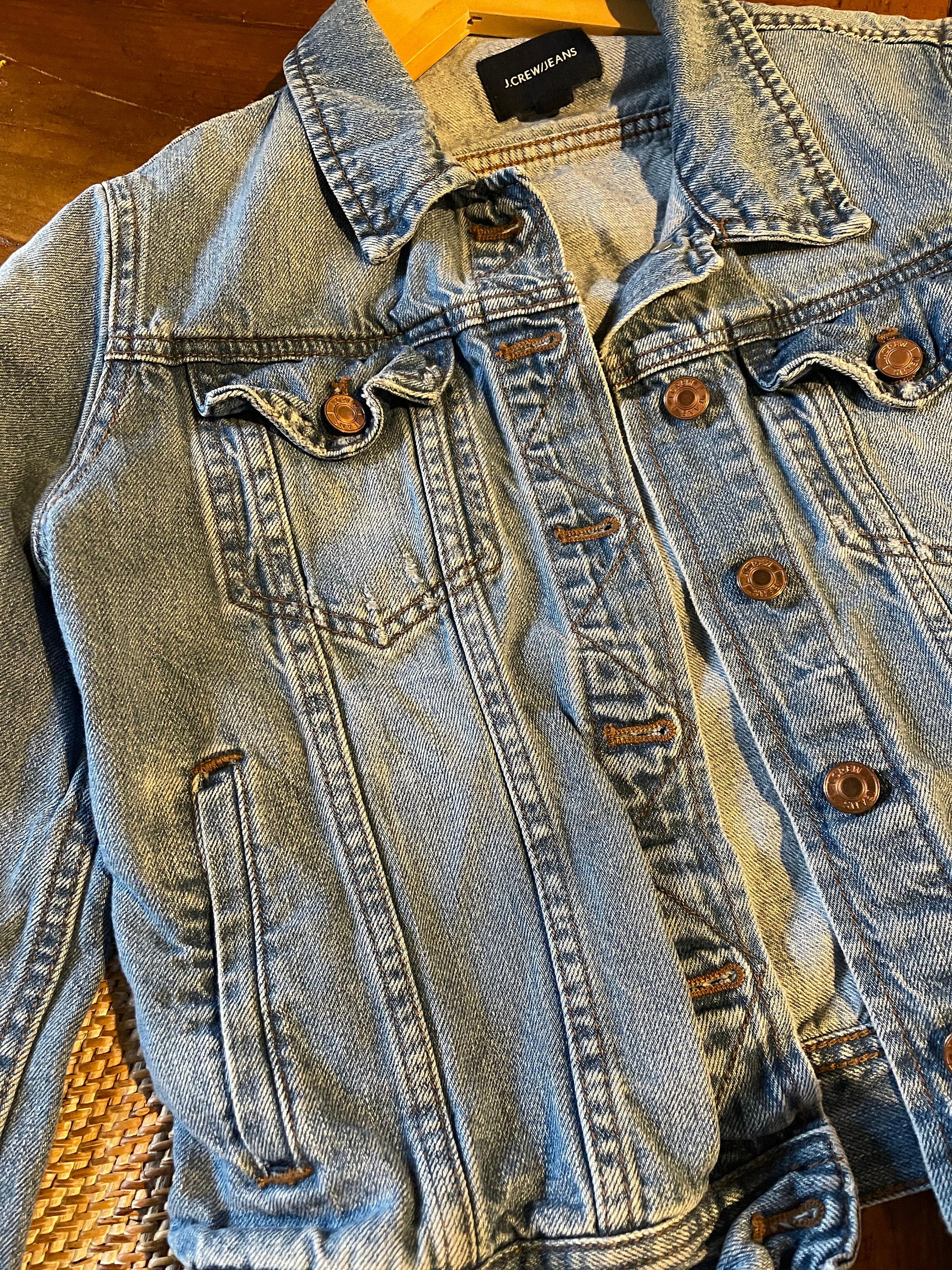 Vintage J Crew Denim Trucker Jacket - Copper Button Detail, Size M