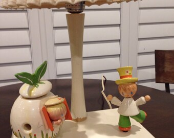 Irmi Nursery Lamp with musical moving boy playing Brahms Lullaby with nightlight cottage chic