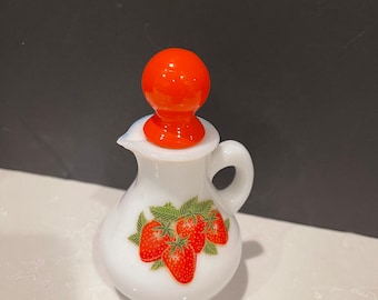 Vintage Avon Fresas y Crema Espuma de Baño Botella de Vidrio de Leche Vacía