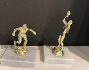 Vintage Womens basketball soccer trophy mid century modern sports figurine