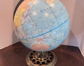 World Globe Topical replogle 12 inch  colored world travel metal base