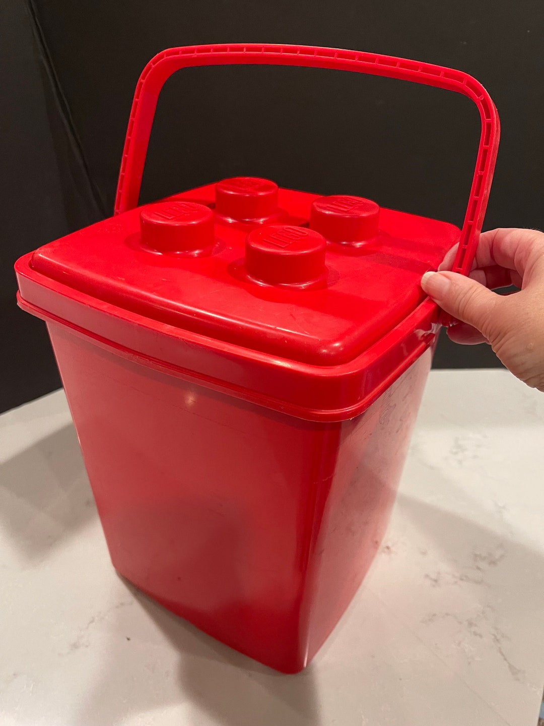Large Red Lego Container 1980s Bucket Empty Etsy