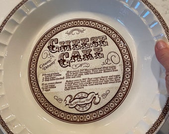 Vintage Harvest Royal China Co Cheesecake Pie Plate 11" Deep Dish Fluted Recipe