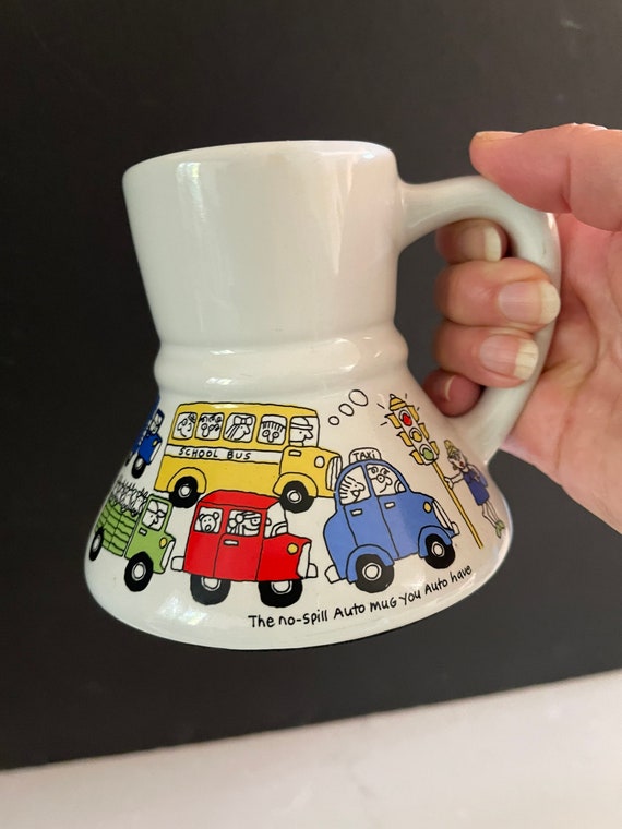 Vintage 80s Auto Car Coffee Travel No Spill Mug 