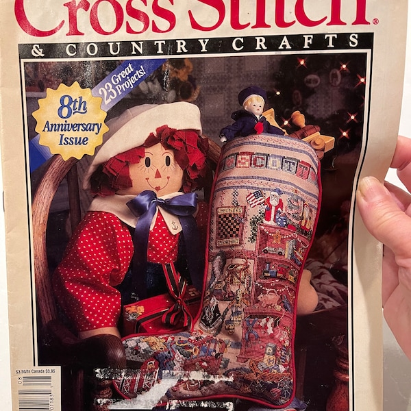 Cross Stitch Country Crafts Magazine July/Aug 1993 Stocking Cherry Sampler