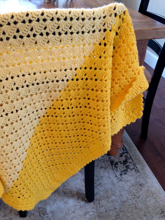 Spring Golden Yellow Two Tone Handcrafted Crocheted Vintage Baby Blanket Afghan Warm and Cuddly Vintage Cottage Etsy Canada