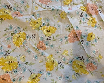 Funky Floral Twin Sheet Fitted yellow pink Green vintage