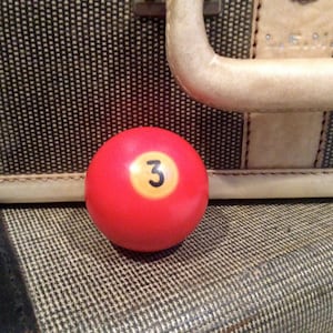 Vintage Pool Ball 3 number three  red  style billiard