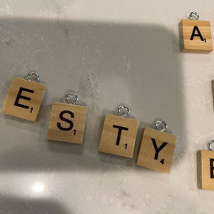 Scrabble tile with eye screw fun supply jewelry or craft ideas