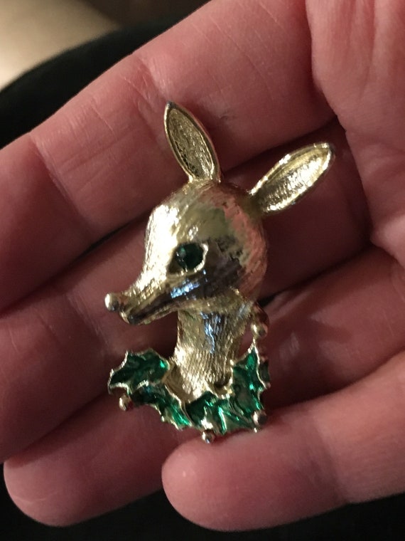 Vintage reindeer head 1960s gerry lapel pin jewelr